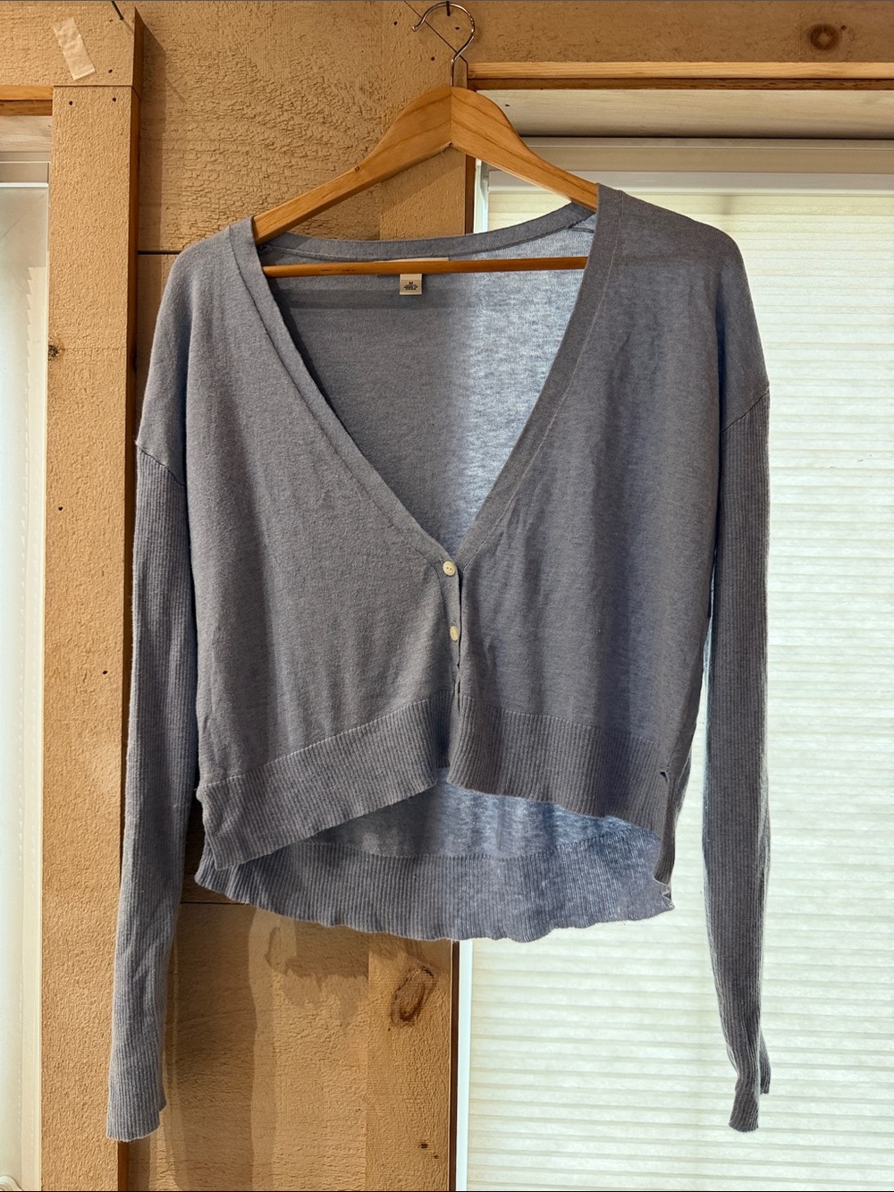 Banana Republic Light Blue V-Neck Cropped Button Cardigan